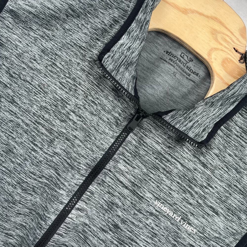 Vineyard Vines Performance Vest Mens XL Heather Gray Logo Full Zip Polyester